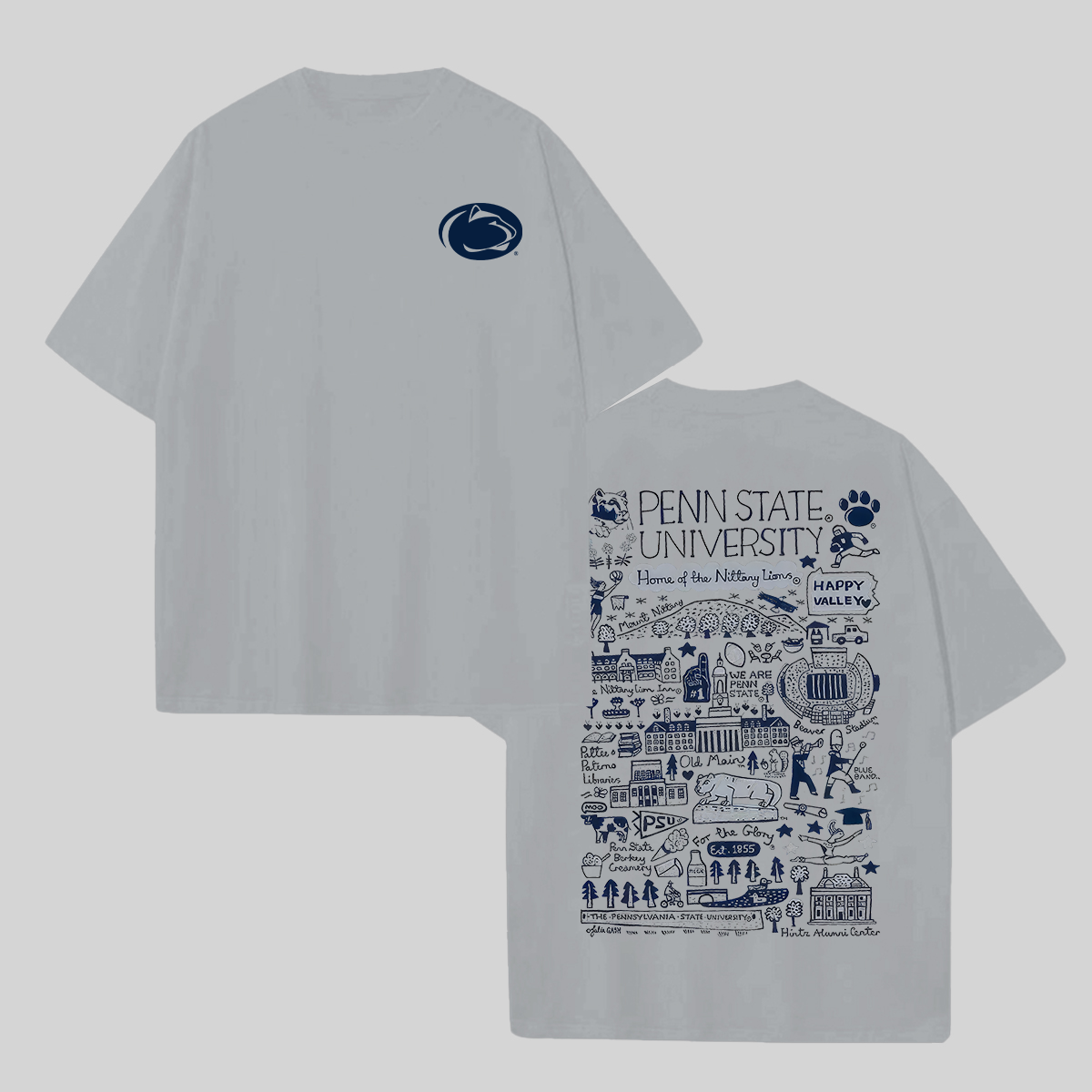 Penn State University Printed Unisex Oversized T-shirts Image - 5