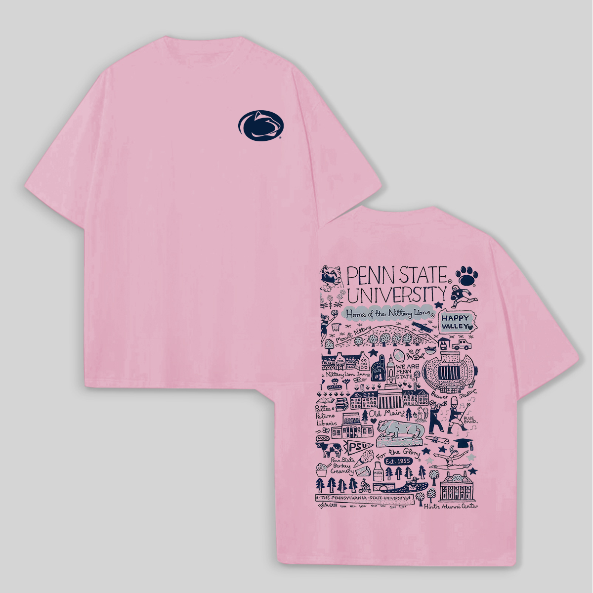 Penn State University Printed Unisex Oversized T-shirts Image - 7