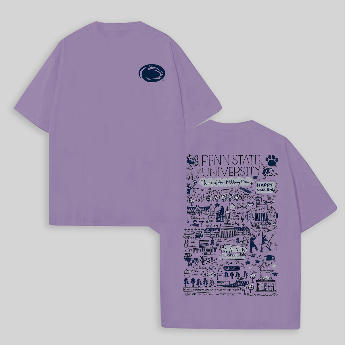 Penn State University Printed Unisex Oversized T-shirts Image - 6