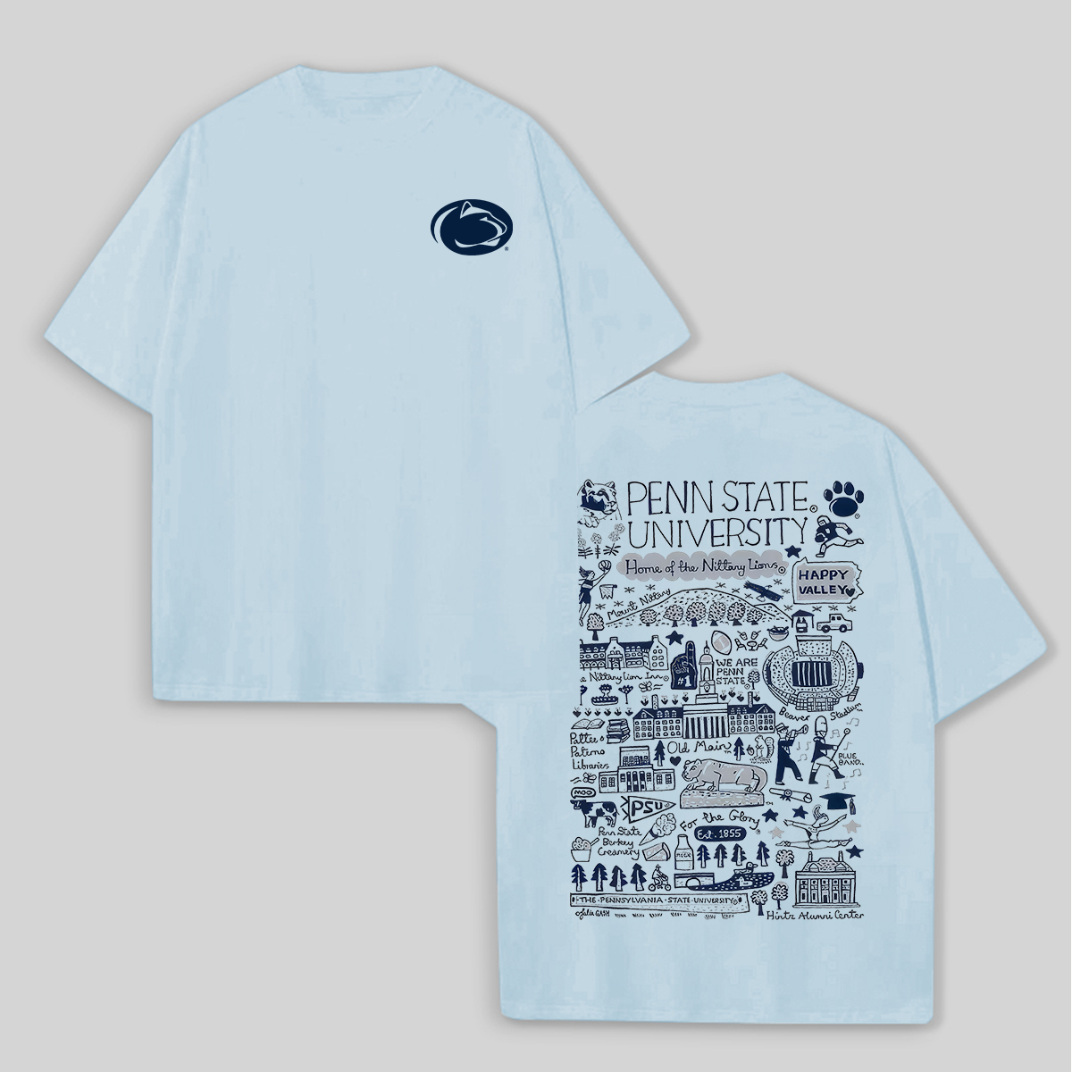 Penn State University Printed Unisex Oversized T-shirts Image - 3