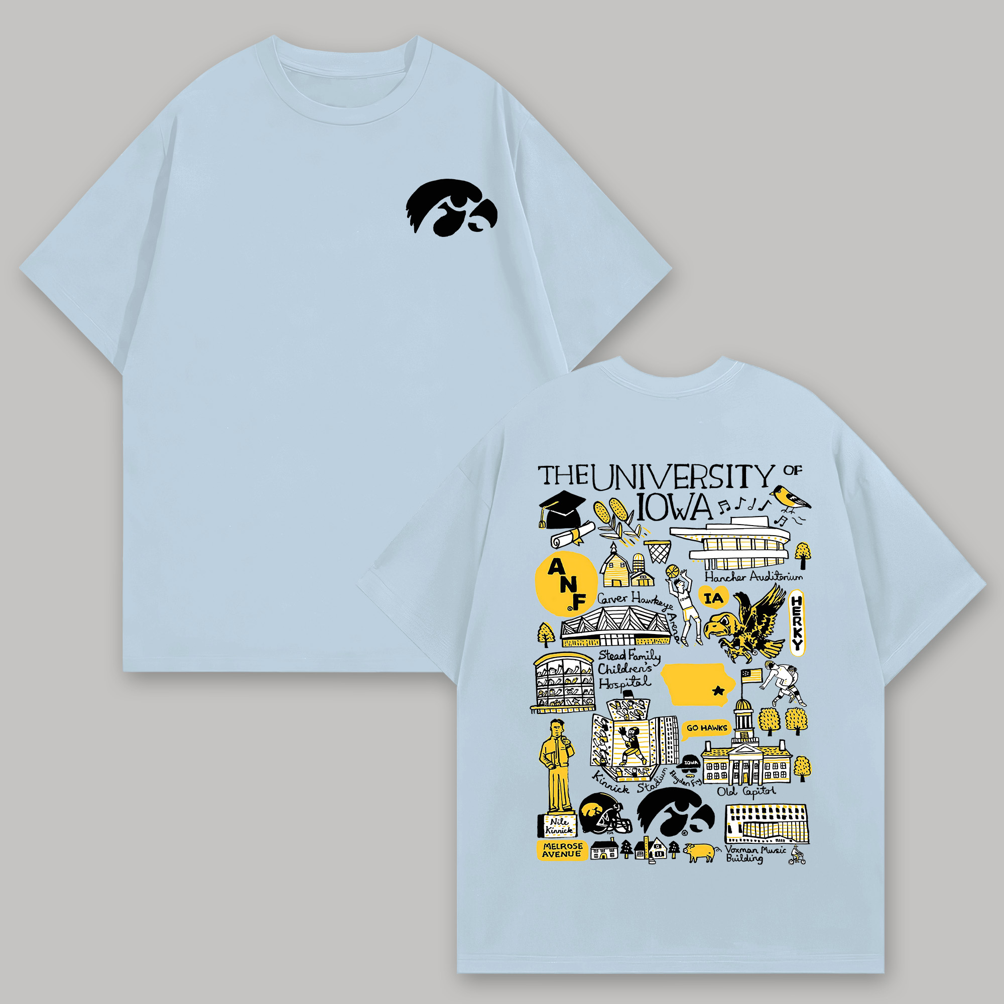 The University of Iowa Printed Oversized Unisex T-shirts Image - 4