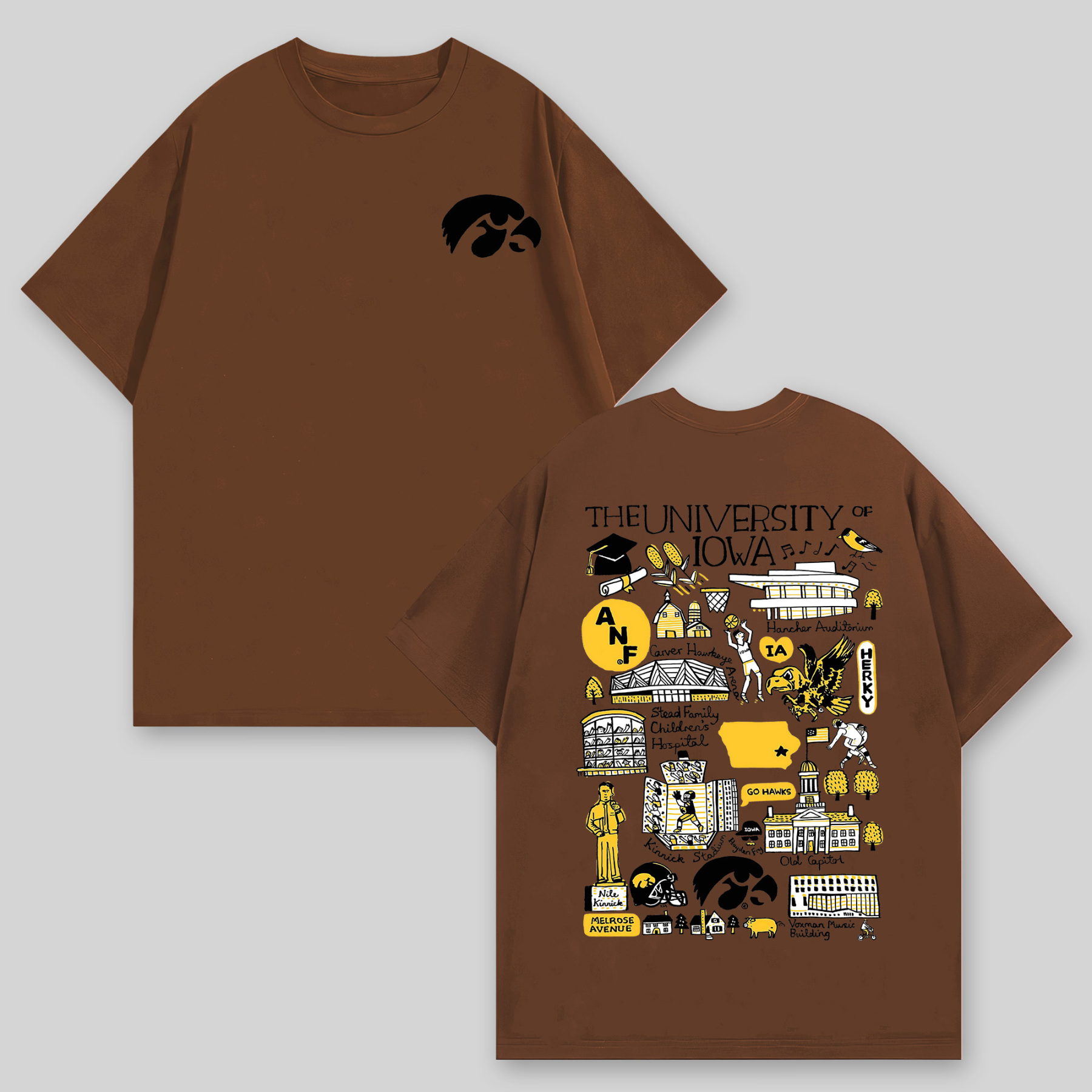 The University of Iowa Printed Oversized Unisex T-shirts Image - 6