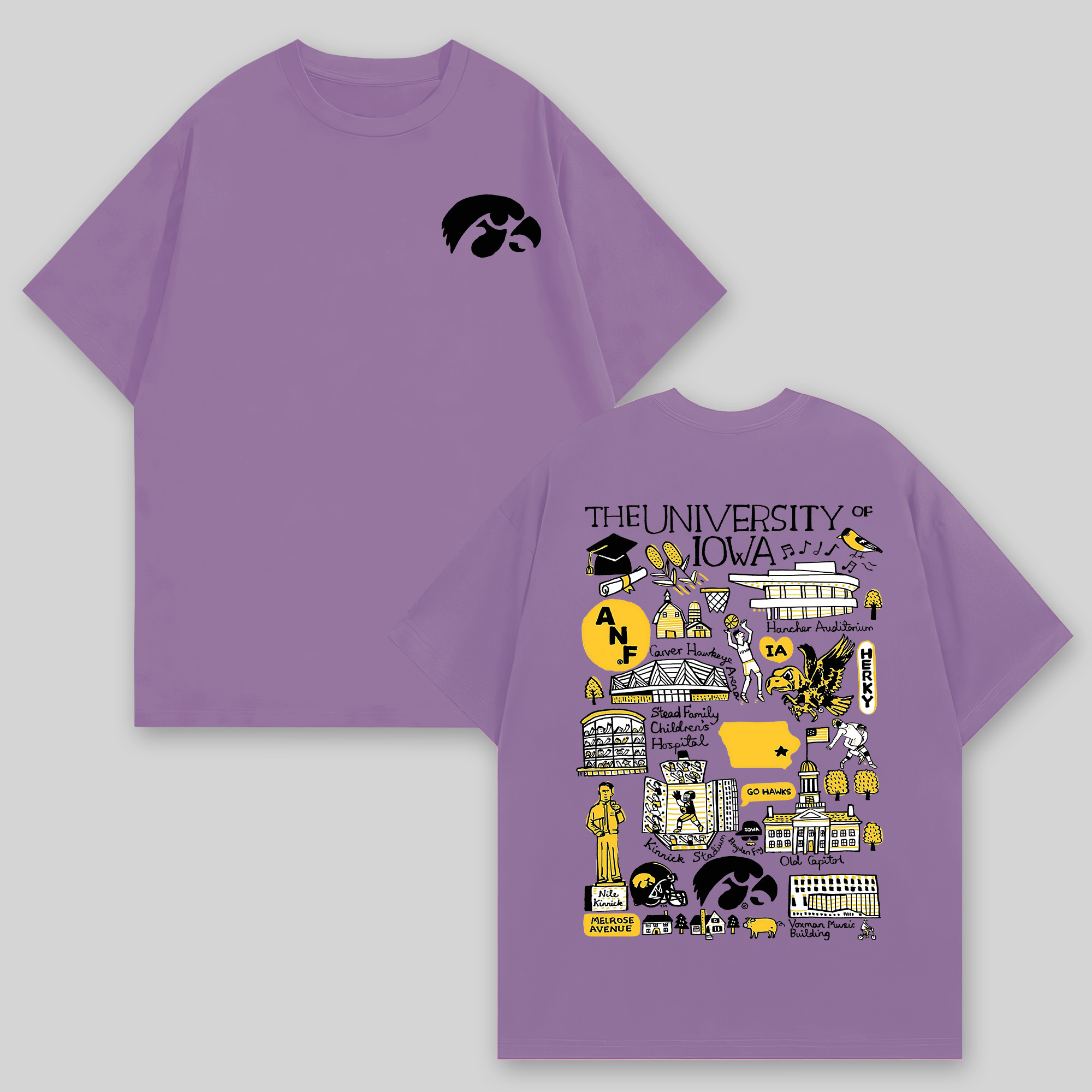 The University of Iowa Printed Oversized Unisex T-shirts Image - 7