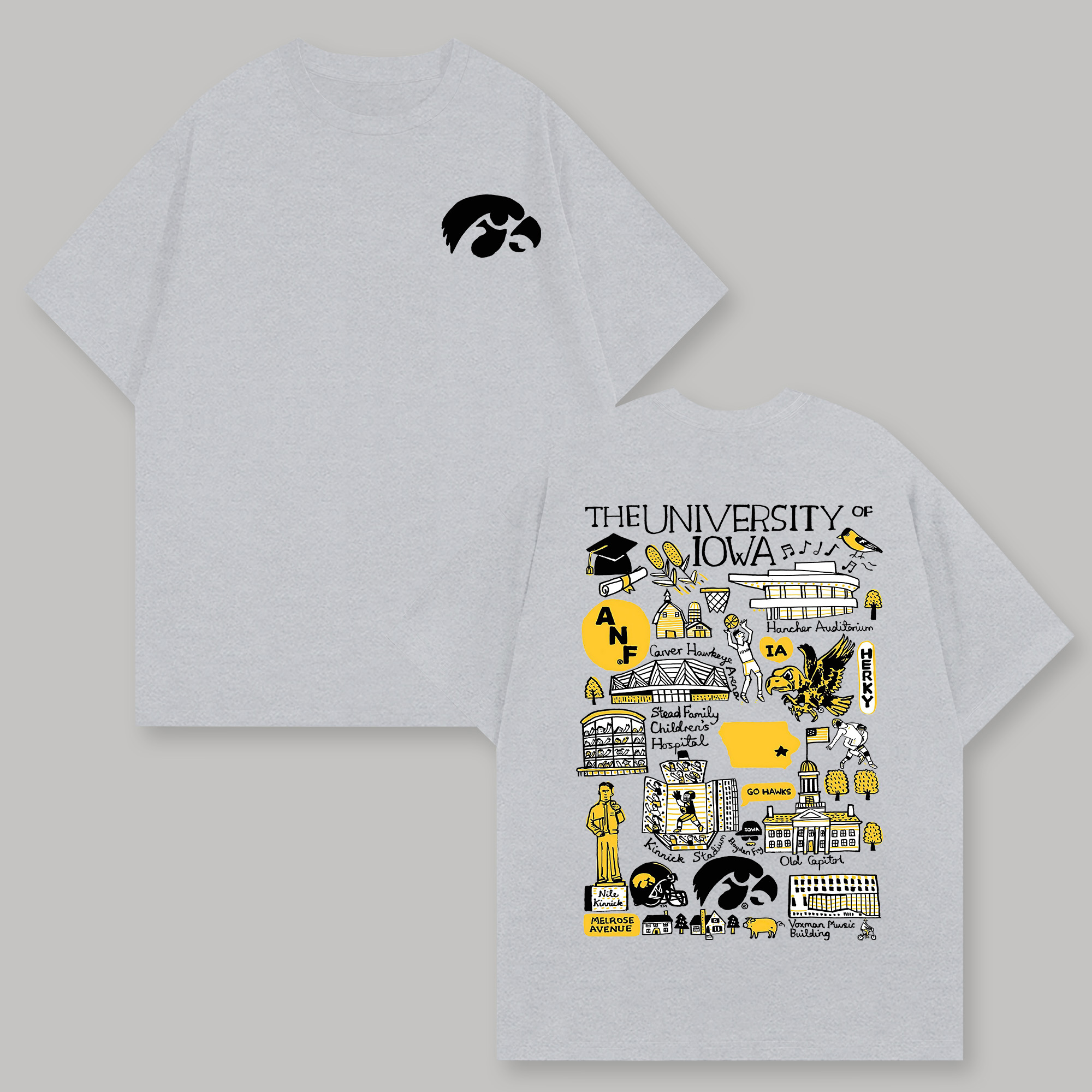 The University of Iowa Printed Oversized Unisex T-shirts Image - 5