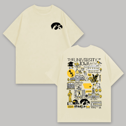The University of Iowa Printed Oversized Unisex T-shirts Image - 3