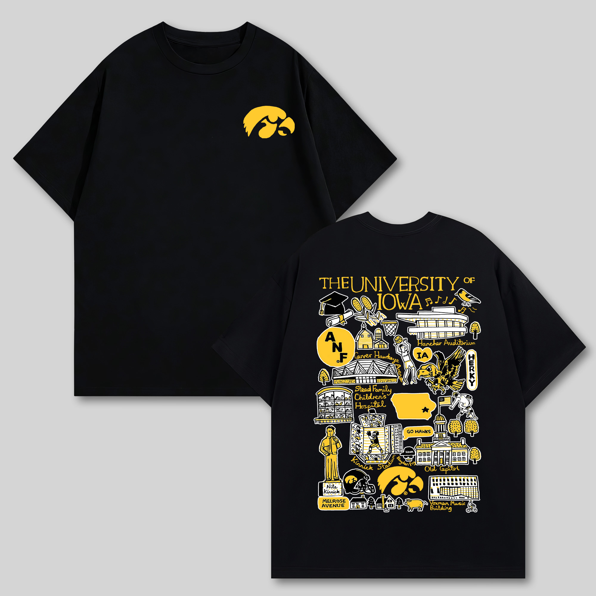 The University of Iowa Printed Oversized Unisex T-shirts Image - 8