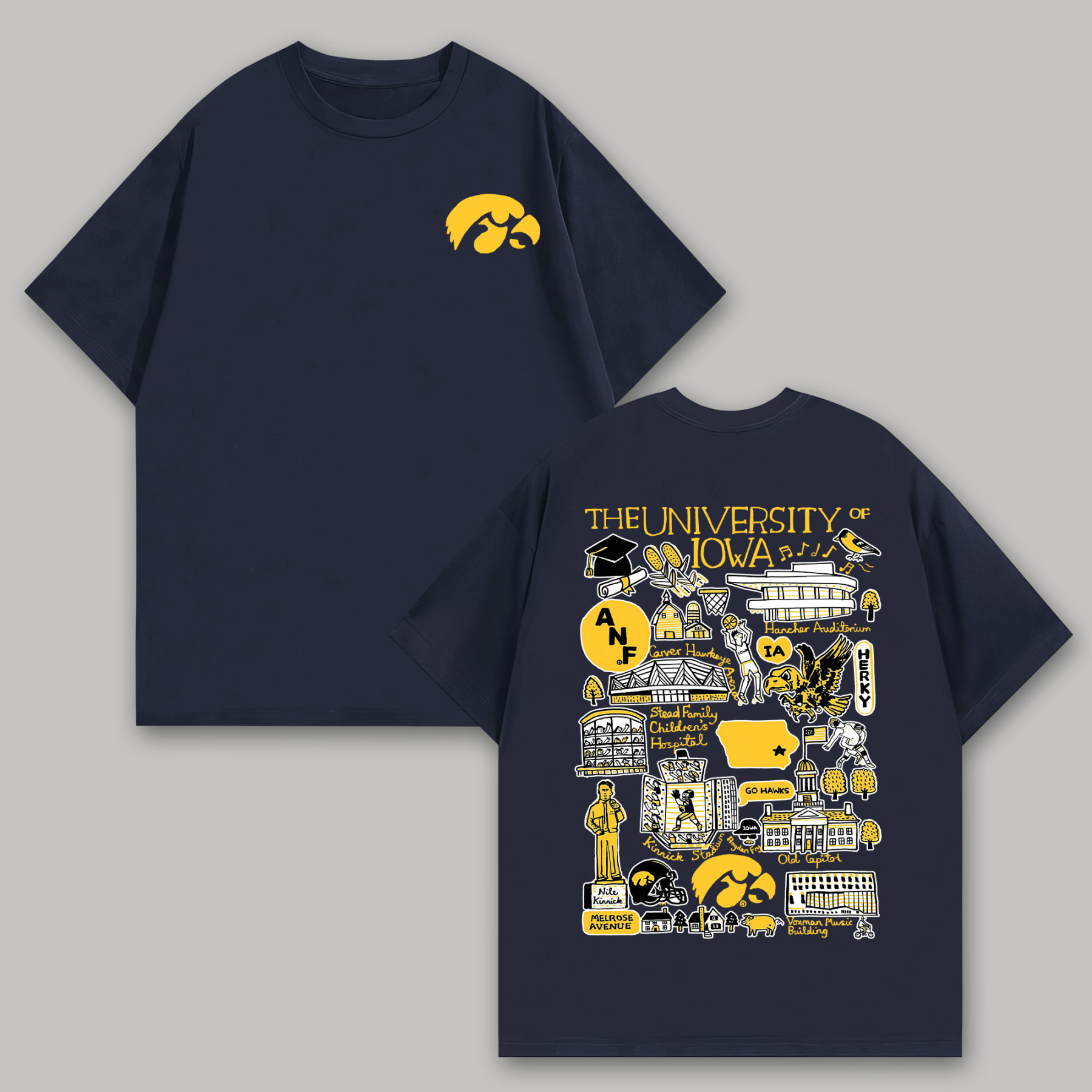The University of Iowa Printed Oversized Unisex T-shirts Image - 9