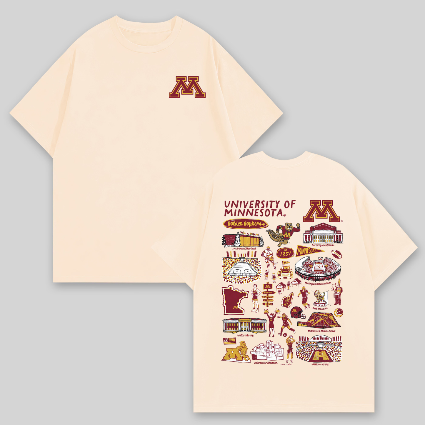 University of Minnesota Printed Oversized Unisex T-shirts Image - 2