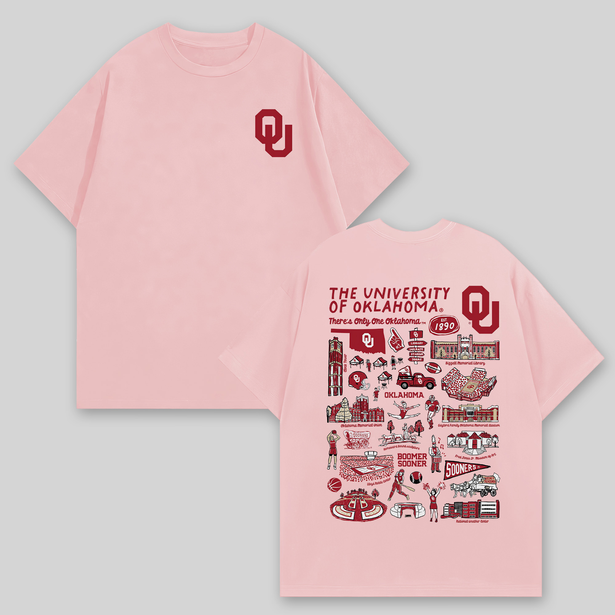 The University of Oklahoma Printed Oversized Unisex T-shirts Image - 6