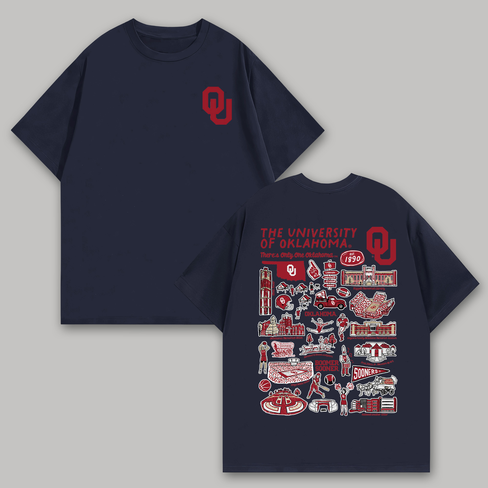 The University of Oklahoma Printed Oversized Unisex T-shirts Image - 7