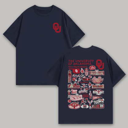 The University of Oklahoma Printed Oversized Unisex T-shirts Image - 7