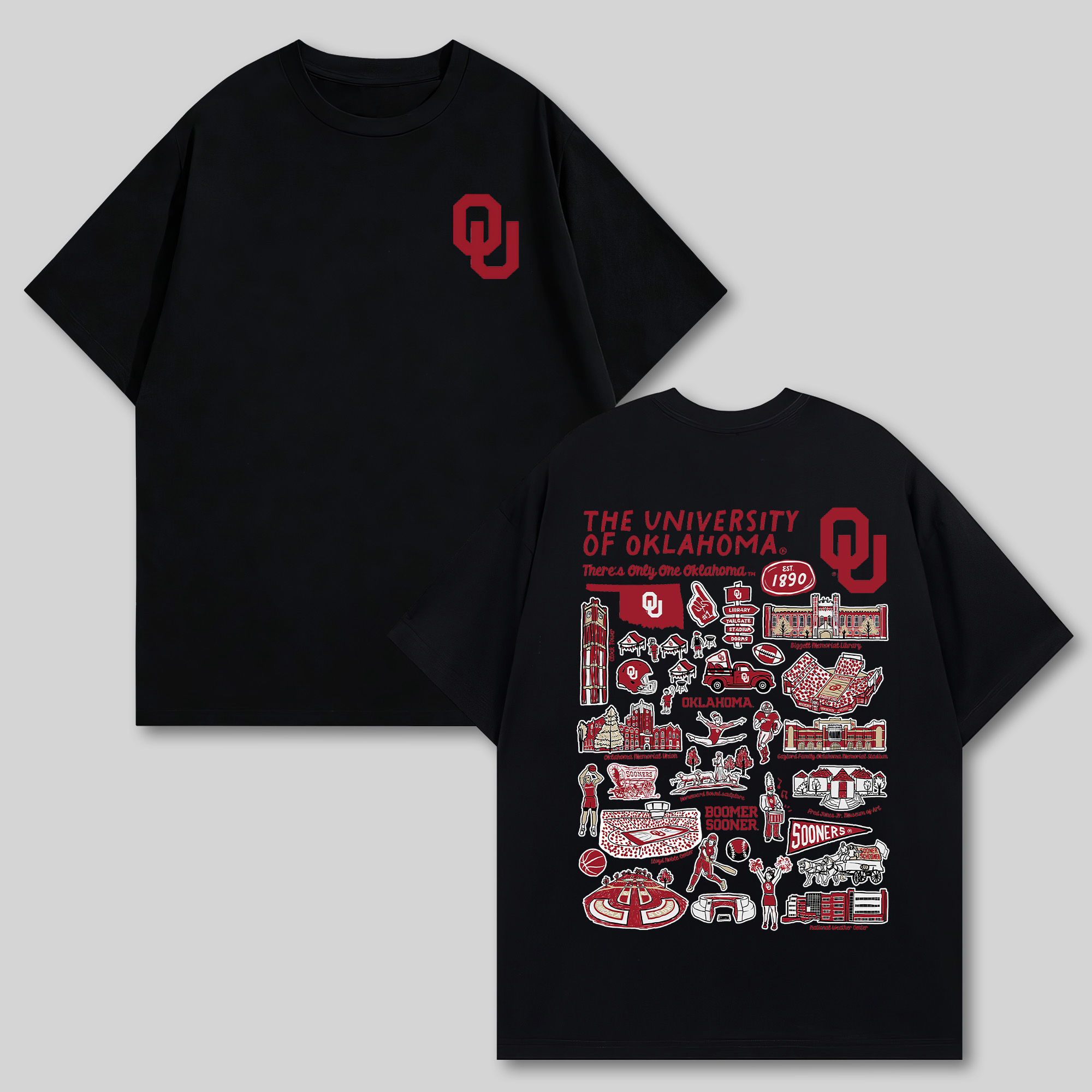 The University of Oklahoma Printed Oversized Unisex T-shirts Image - 8