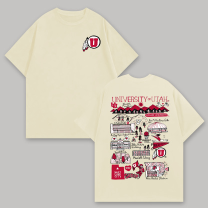 University of Utah Printed Oversized Unisex T-shirts Image - 3