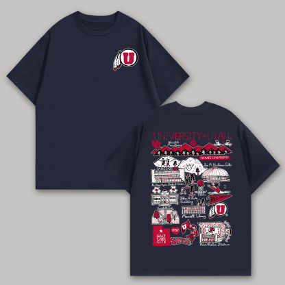 University of Utah Printed Oversized Unisex T-shirts Image - 7