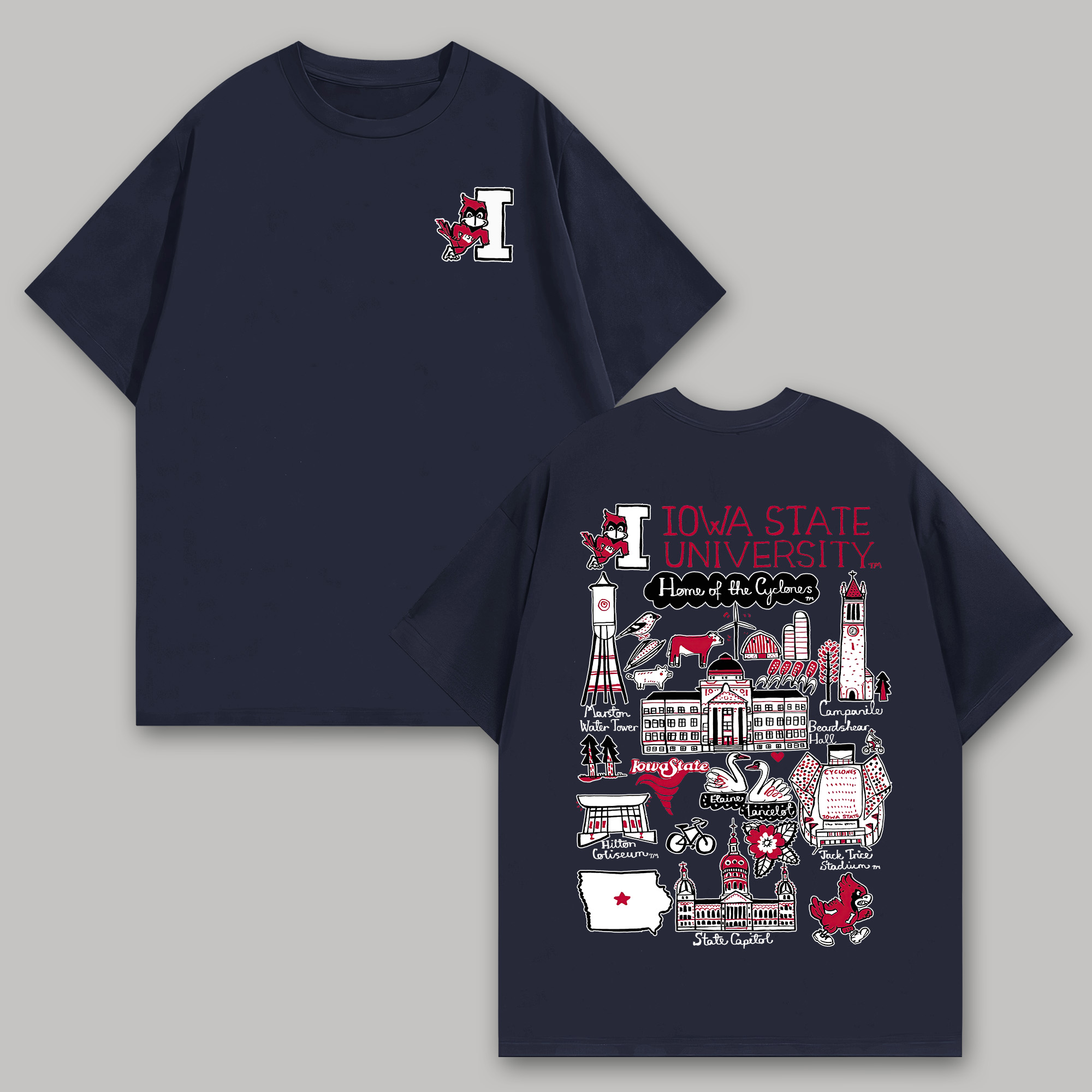 Iowa State University Printed Oversized Unisex T-shirts Image - 4