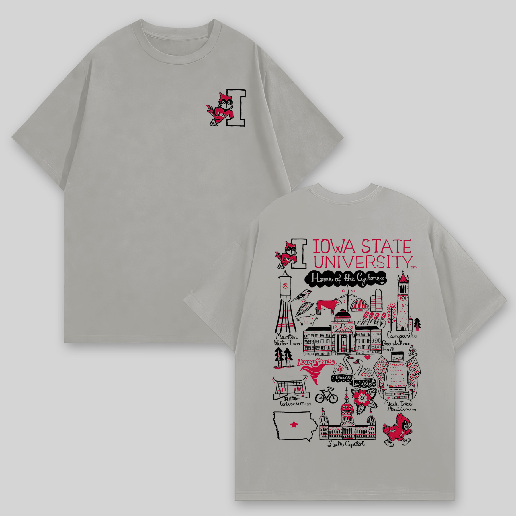 Iowa State University Printed Oversized Unisex T-shirts Image - 5