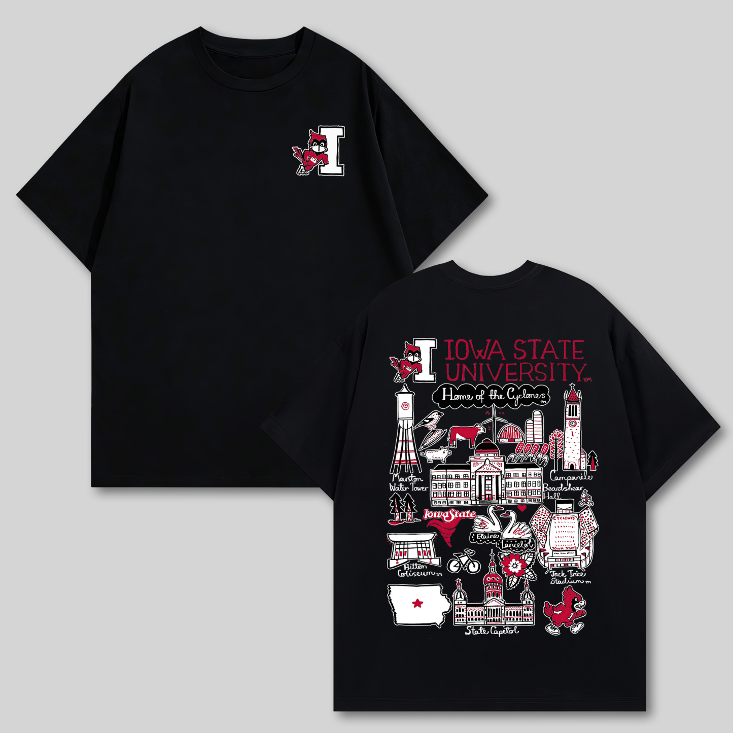 Iowa State University Printed Oversized Unisex T-shirts Image - 3