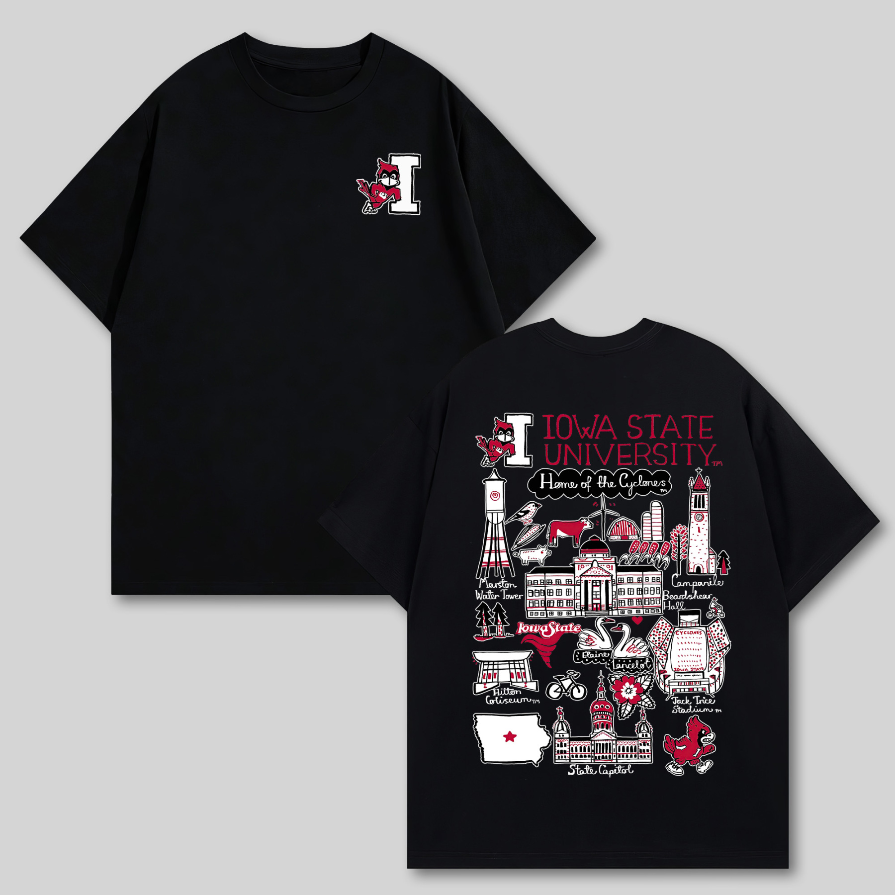 Iowa State University Printed Oversized Unisex T-shirts Image - 3