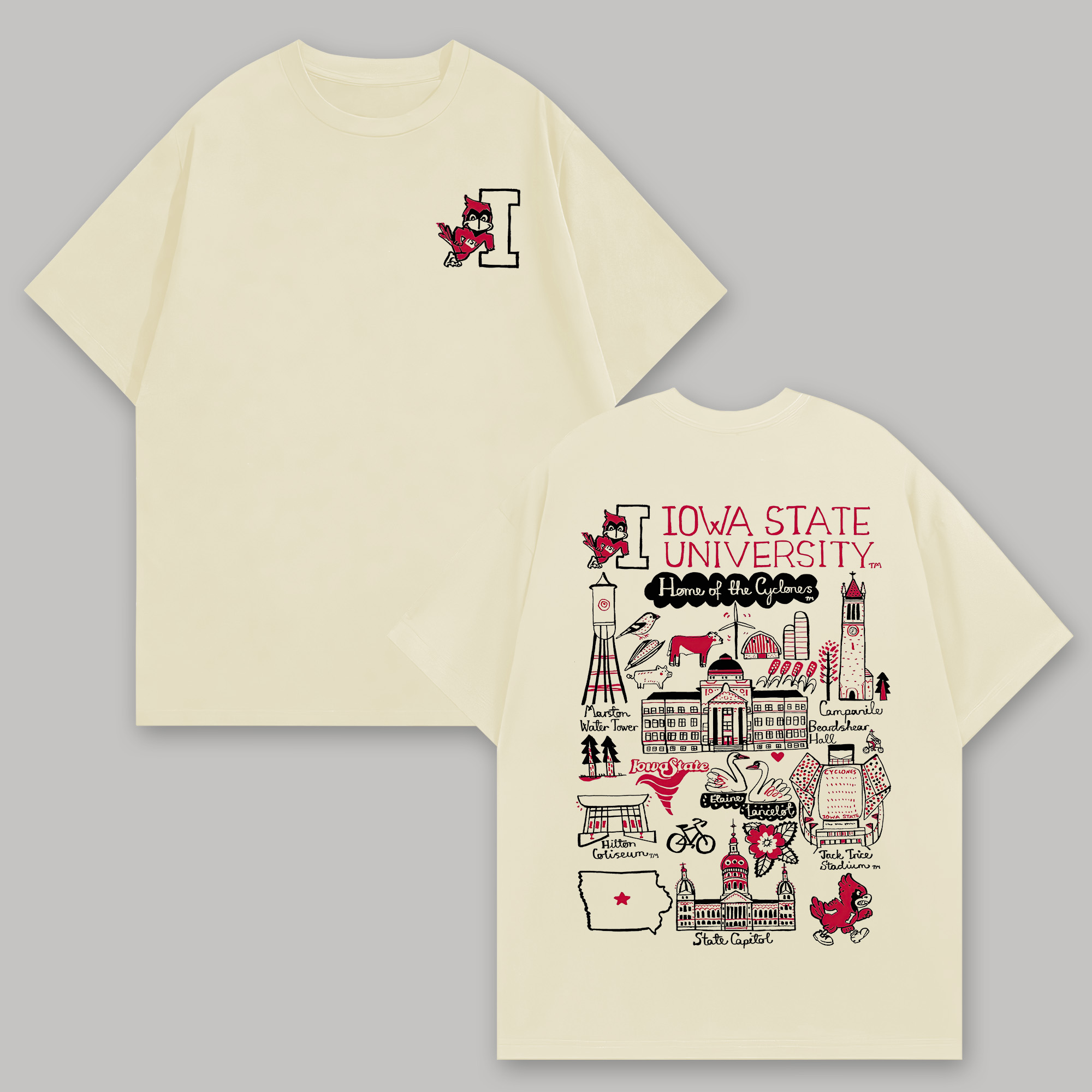 Iowa State University Printed Oversized Unisex T-shirts Image - 6