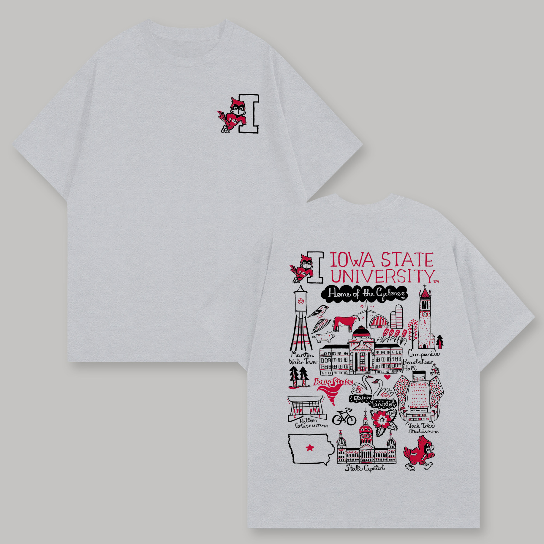Iowa State University Printed Oversized Unisex T-shirts Image - 7