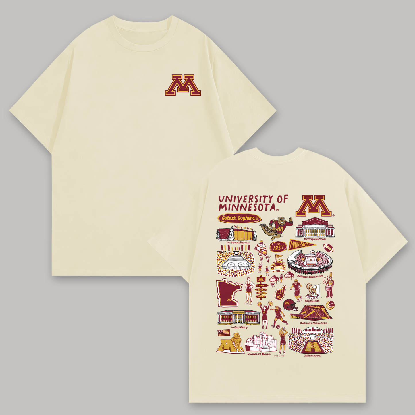 University of Minnesota Printed Oversized Unisex T-shirts Image - 6