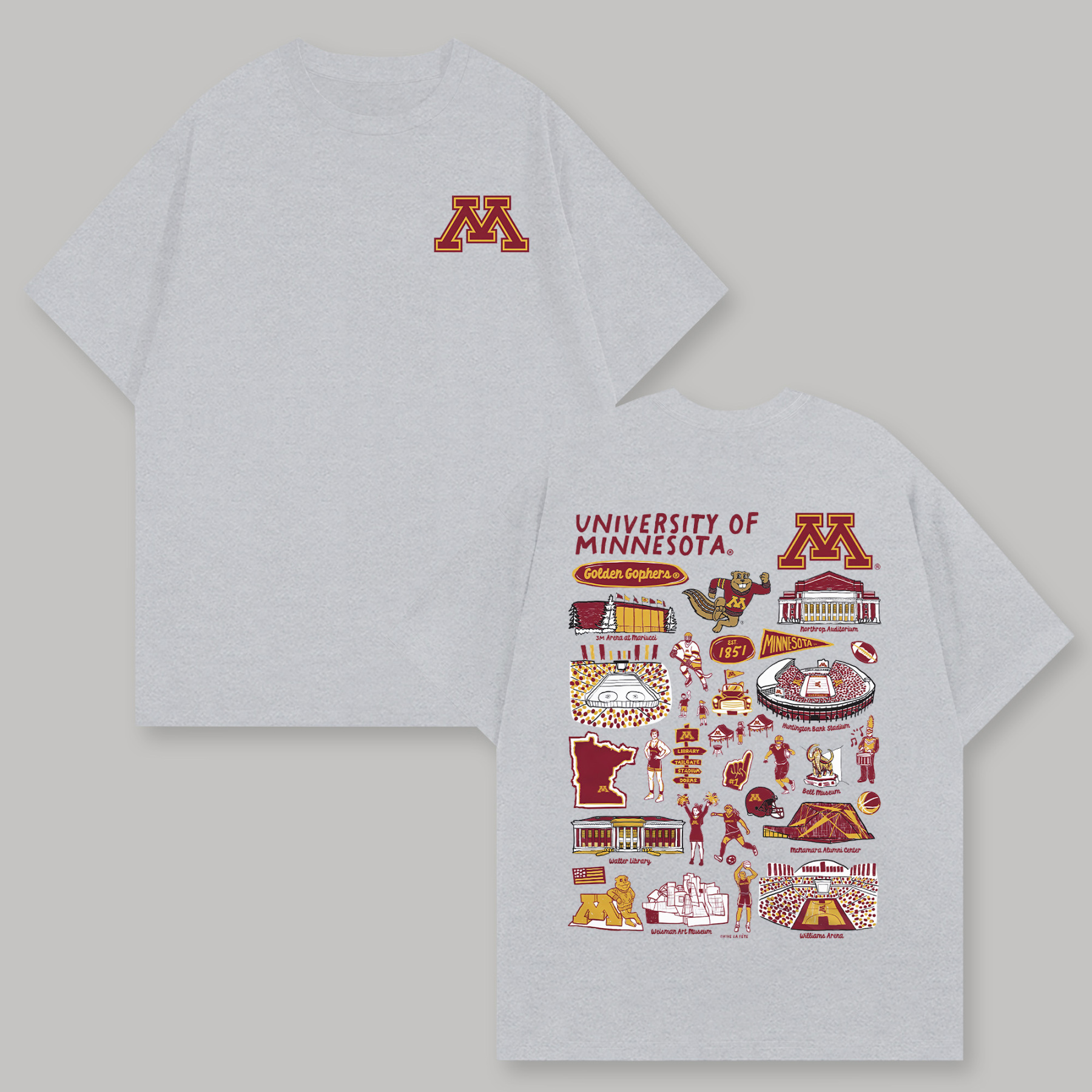 University of Minnesota Printed Oversized Unisex T-shirts Image - 3