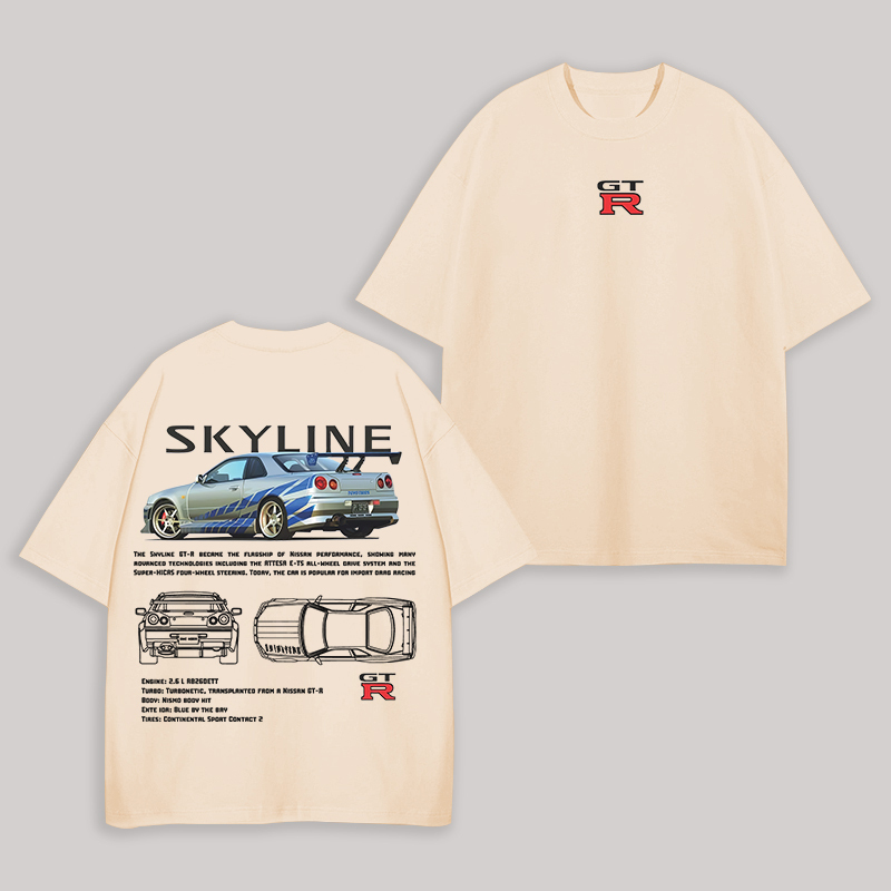 Skyline Printed Unisex Oversized T-shirts Image - 4