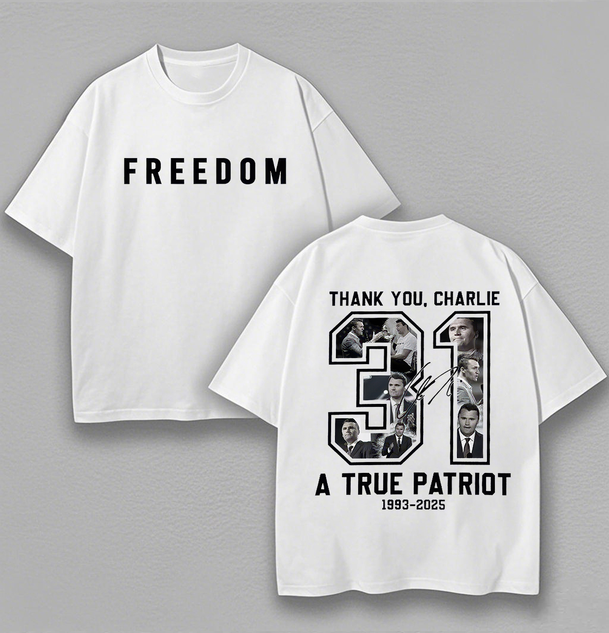 Freedom Thank You Charlie Printed Unisex Oversized T-shirt Image - 1