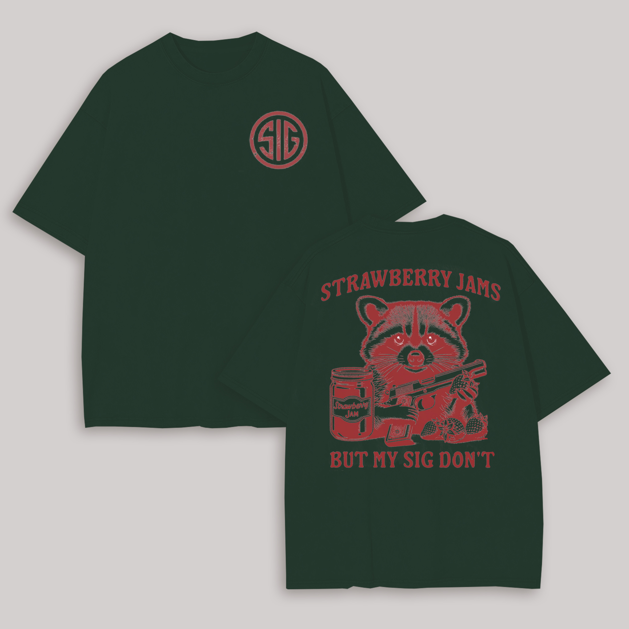 Strawberry Jams But My SIG Don't Printed Oversized Unisex T-shirt Image - 9