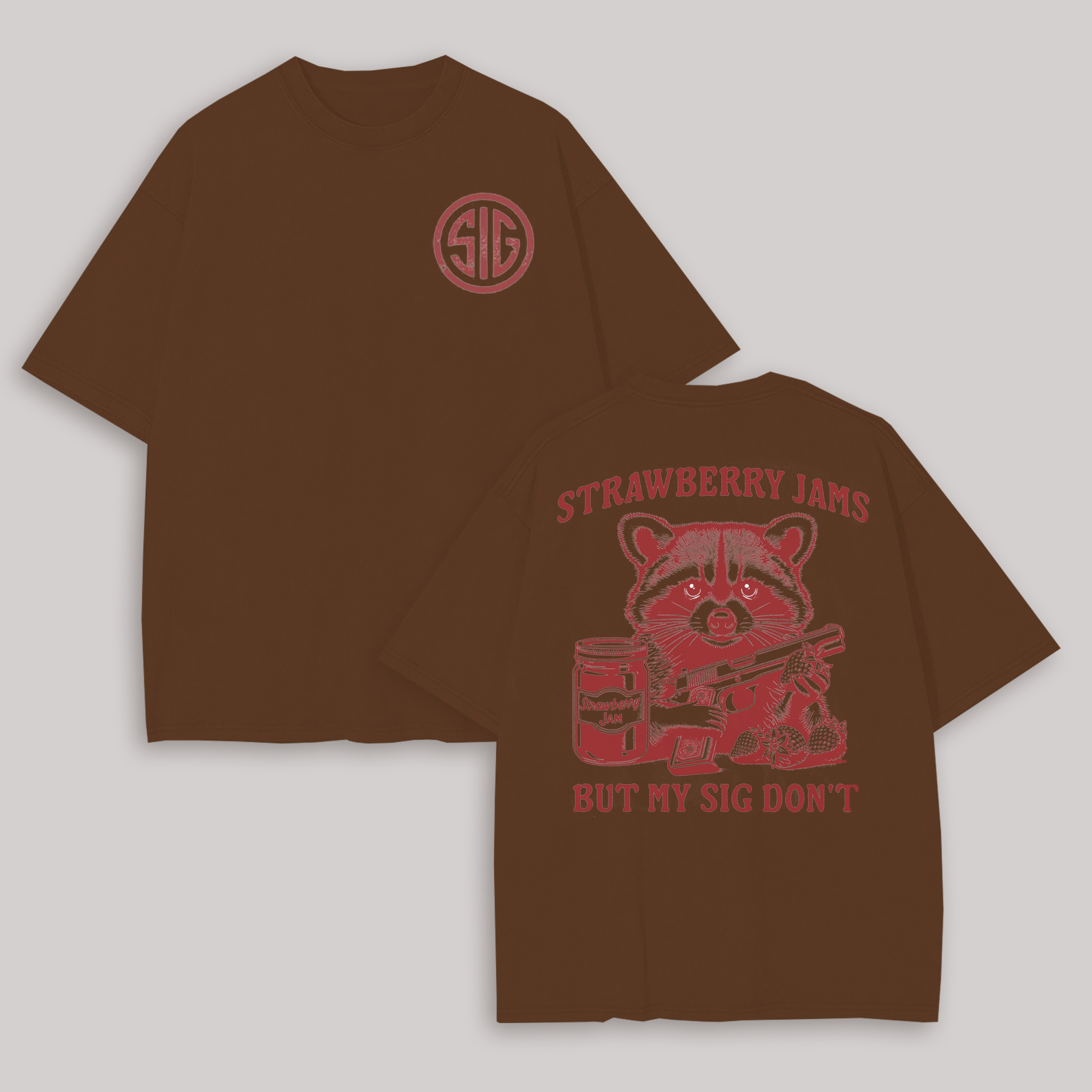 Strawberry Jams But My SIG Don't Printed Oversized Unisex T-shirt Image - 10