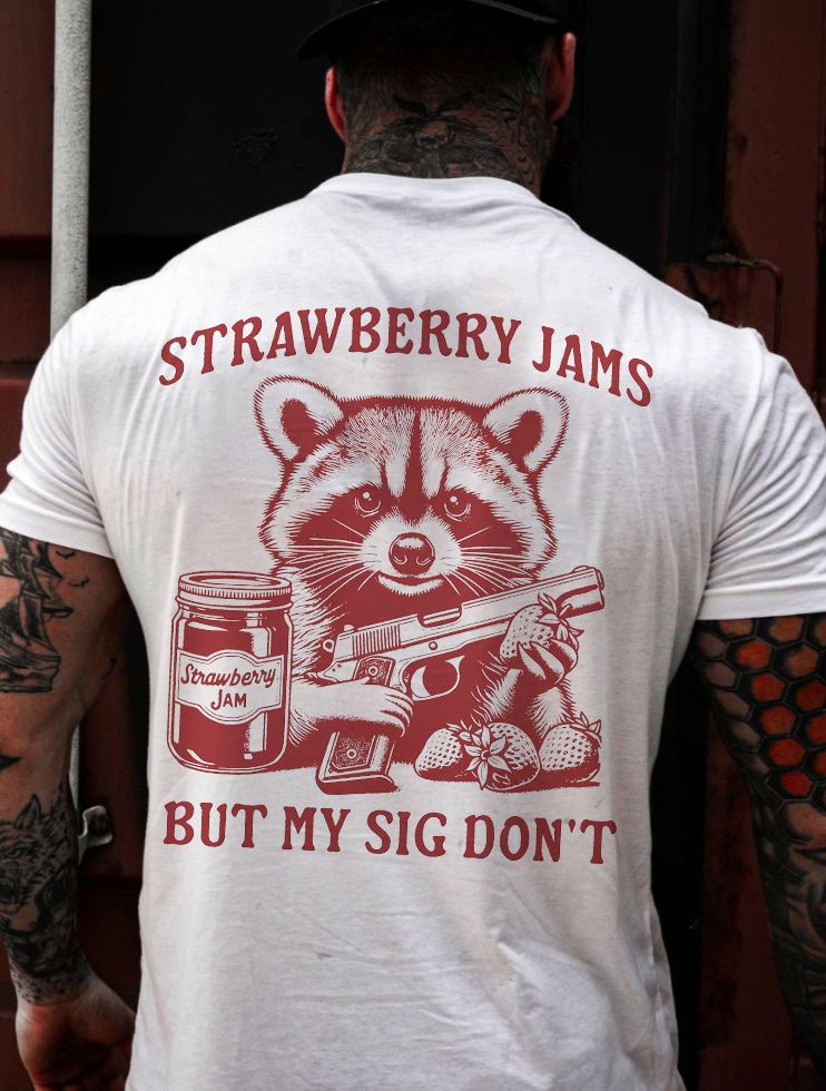 Strawberry Jams But My SIG Don't Printed Oversized Unisex T-shirt Image - 3