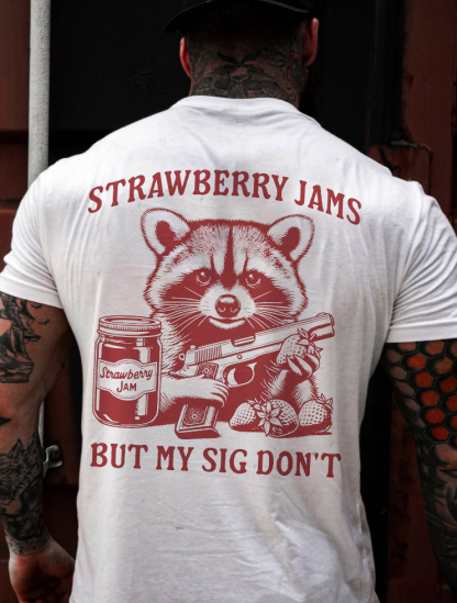 Strawberry Jams But My SIG Don't Printed Oversized Unisex T-shirt Image - 3