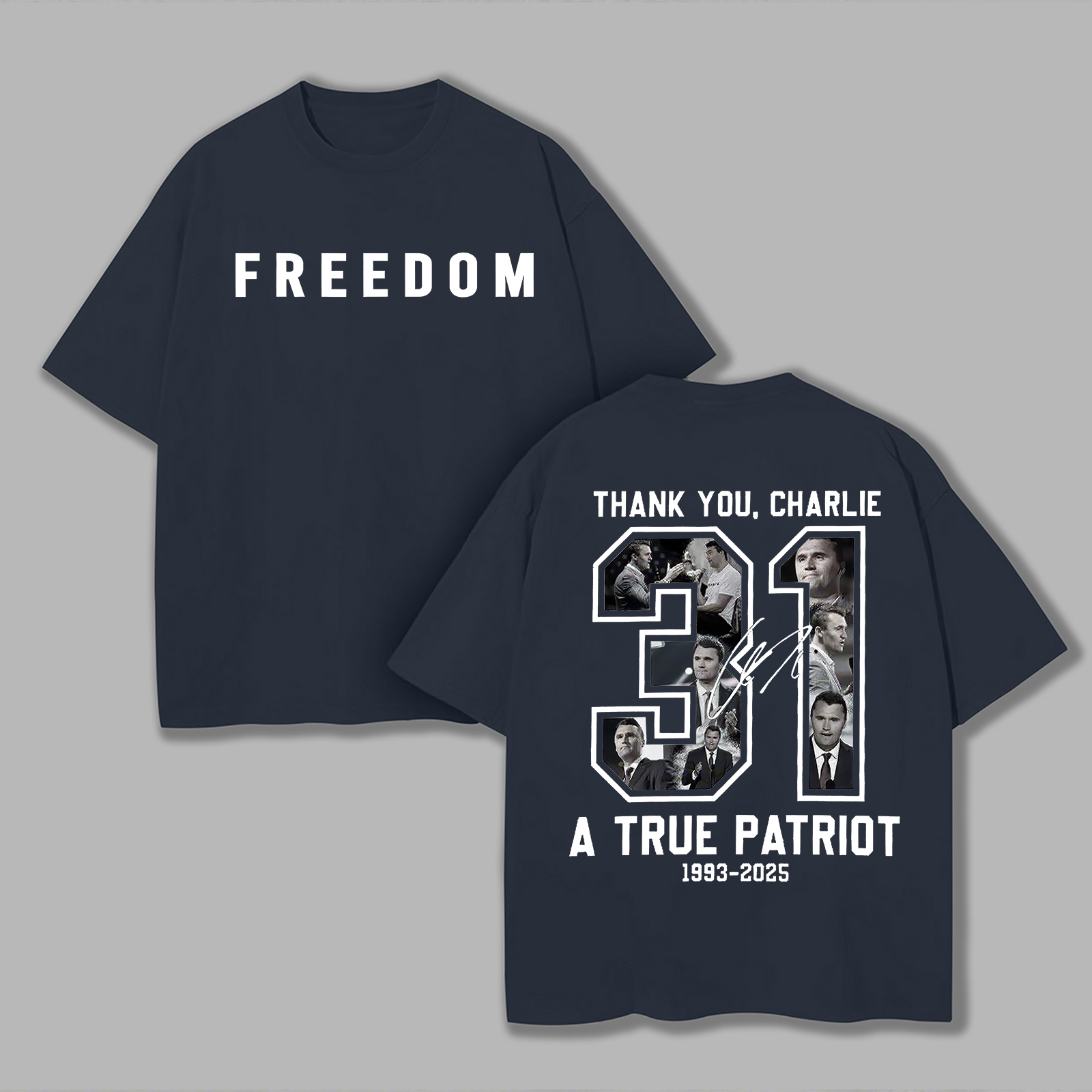 Freedom Thank You Charlie Printed Unisex Oversized T-shirt Image - 2