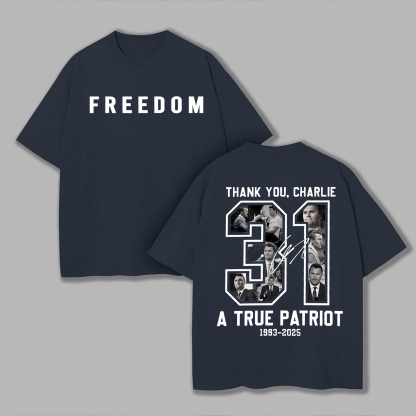 Freedom Thank You Charlie Printed Unisex Oversized T-shirt Image - 2