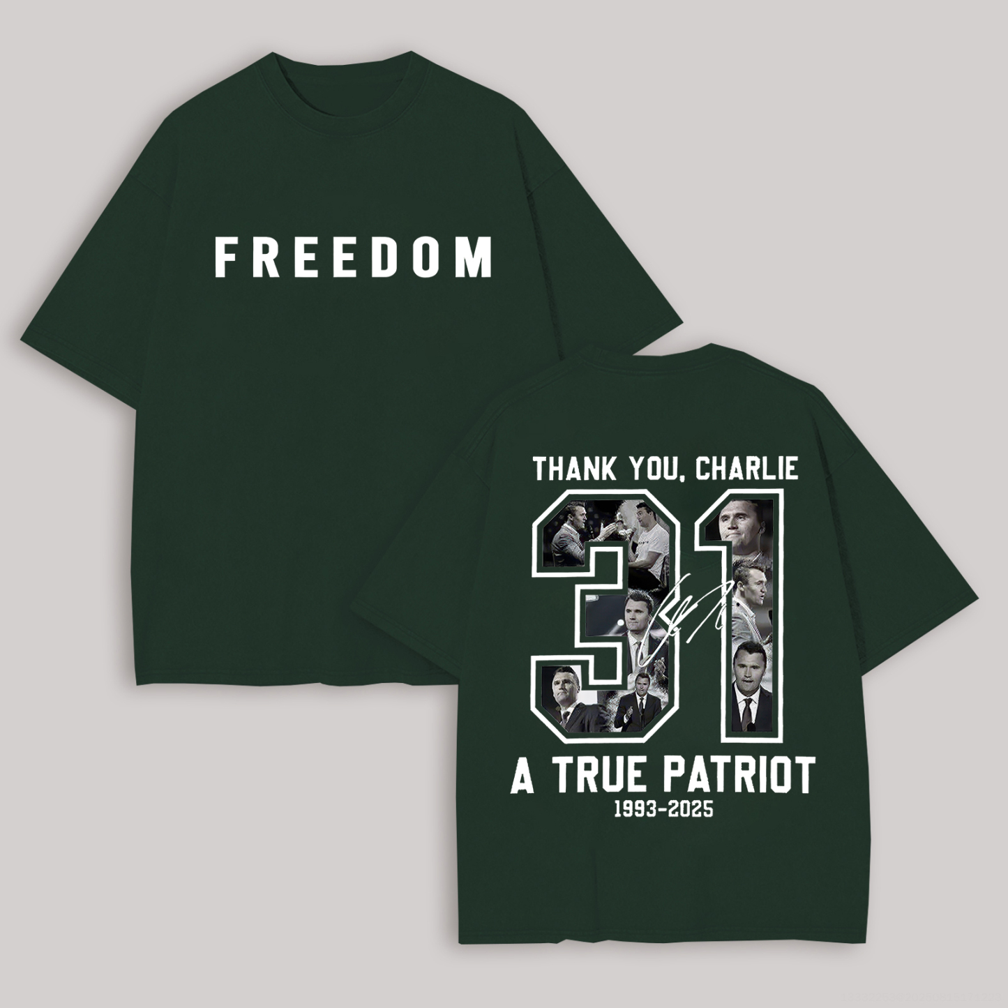 Freedom Thank You Charlie Printed Unisex Oversized T-shirt Image - 4