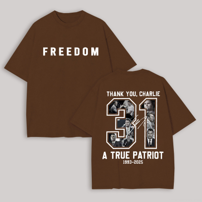 Freedom Thank You Charlie Printed Unisex Oversized T-shirt Image - 3