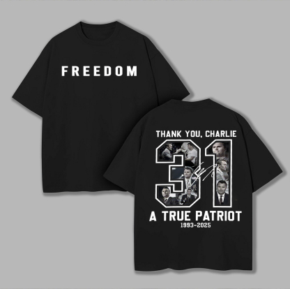 Freedom Thank You Charlie Printed Unisex Oversized T-shirt Image - 8
