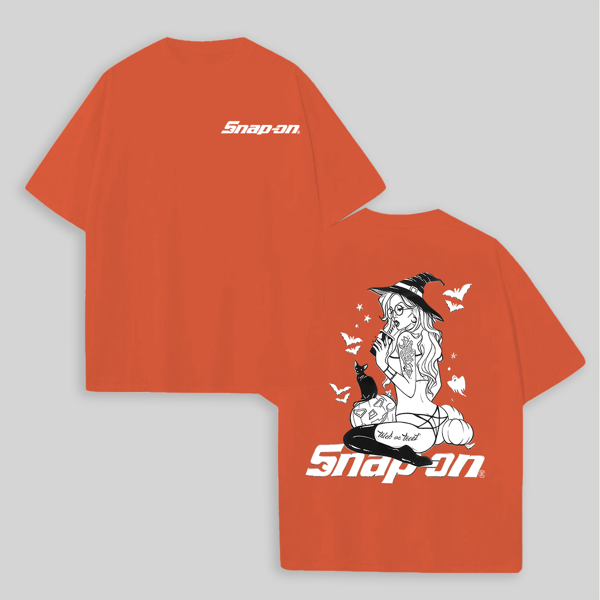 Snap-On Halloween Printed Oversized Unisex T-shirts Image - 1