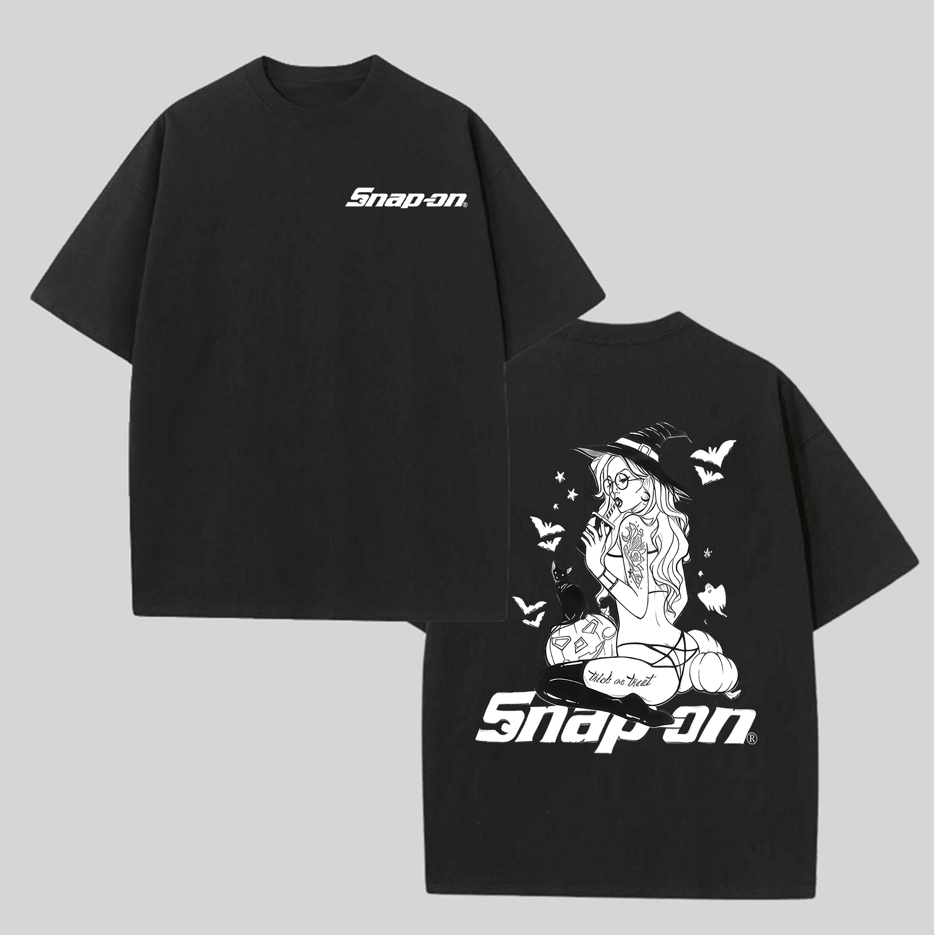 Snap-On Halloween Printed Oversized Unisex T-shirts Image - 2