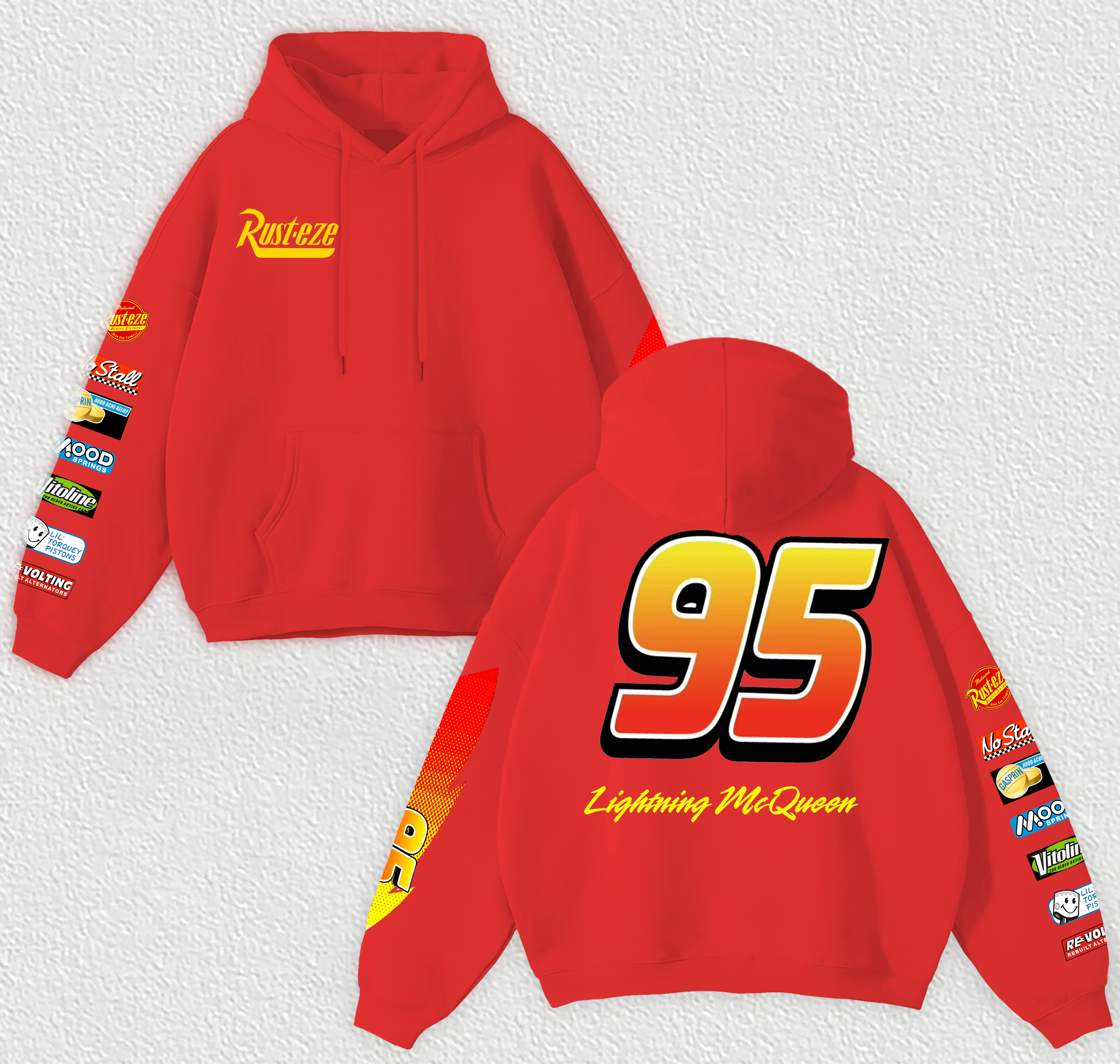 Lightning McQueen Printed Fleece-lined Unisex Hoodie Image - 1