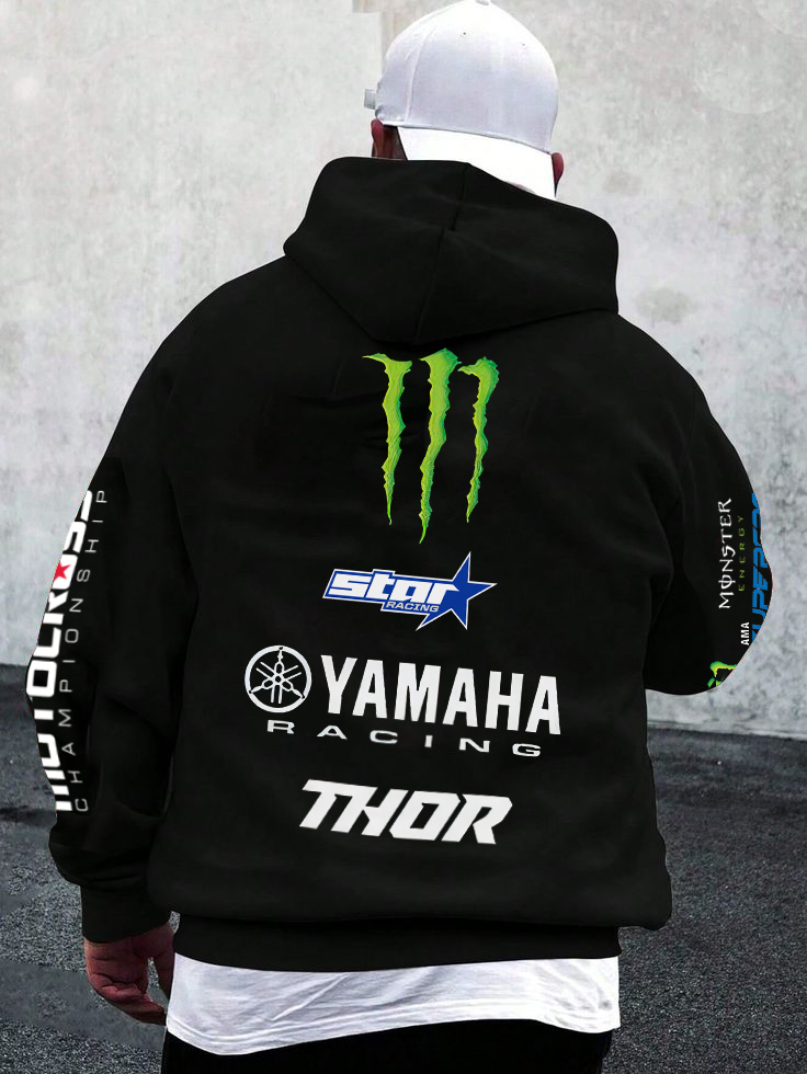Yamaha Racing Printed Fleece-lined Unisex Hoodie Image - 2