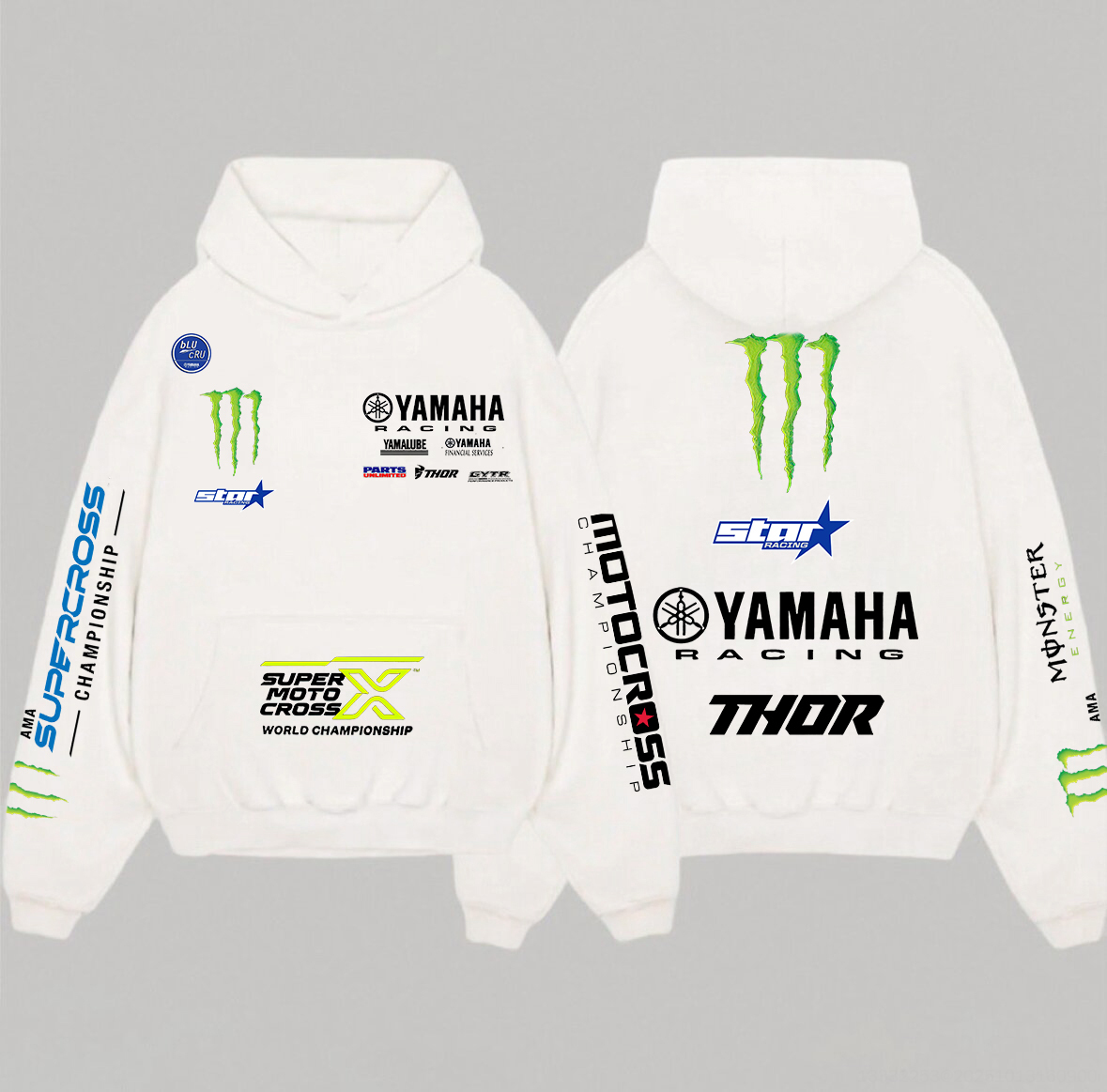 Yamaha Racing Printed Fleece-lined Unisex Hoodie Image - 4
