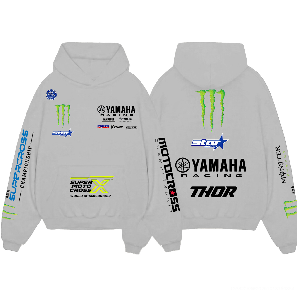 Yamaha Racing Printed Fleece-lined Unisex Hoodie Image - 5