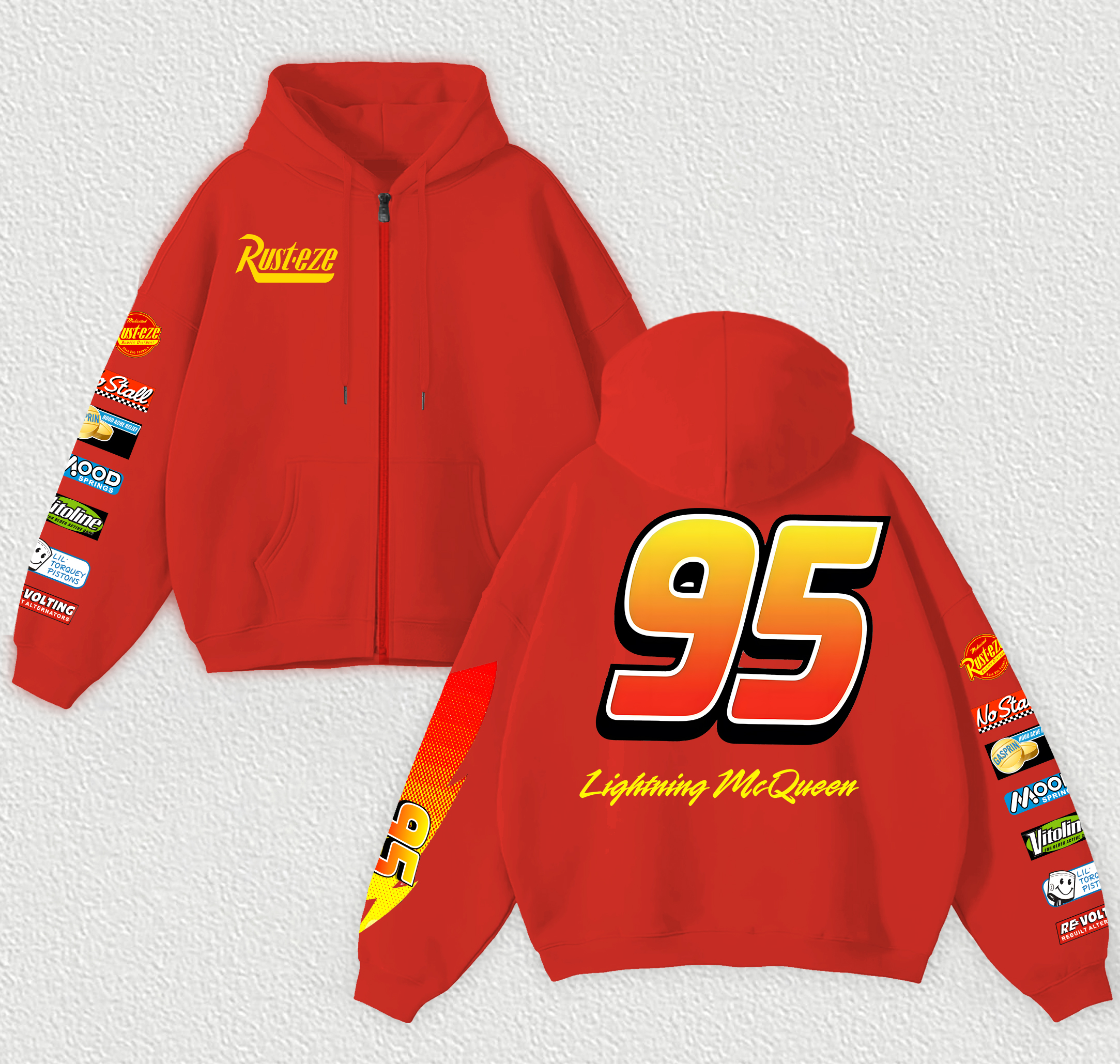 Lightning McQueen 95 Printed Unisex Zipper Hoodie Image - 1