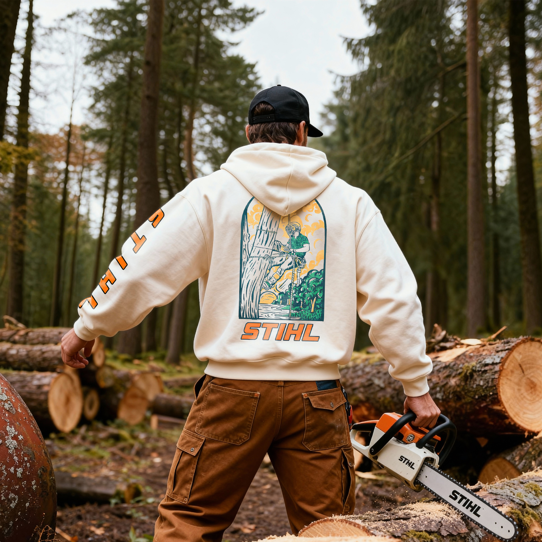 Stihl Chainsaws Printed Fleece-lined Unisex Hoodie Image - 3