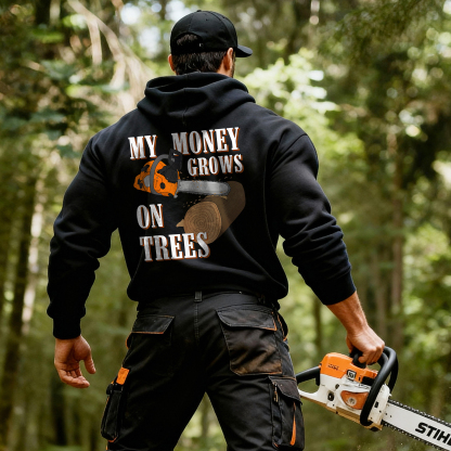 Stihl My Money Grows On Trees Printed Fleece-lined Unisex Hoodie Image - 3