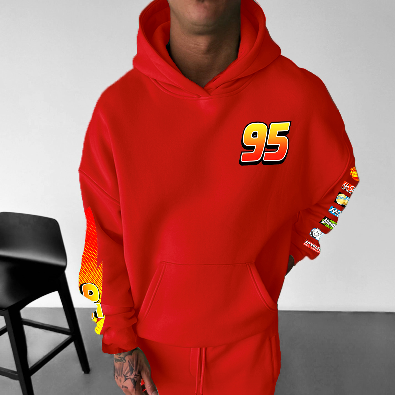 Lightning McQueen Printed Fleece-lined Unisex Hoodie Image - 2