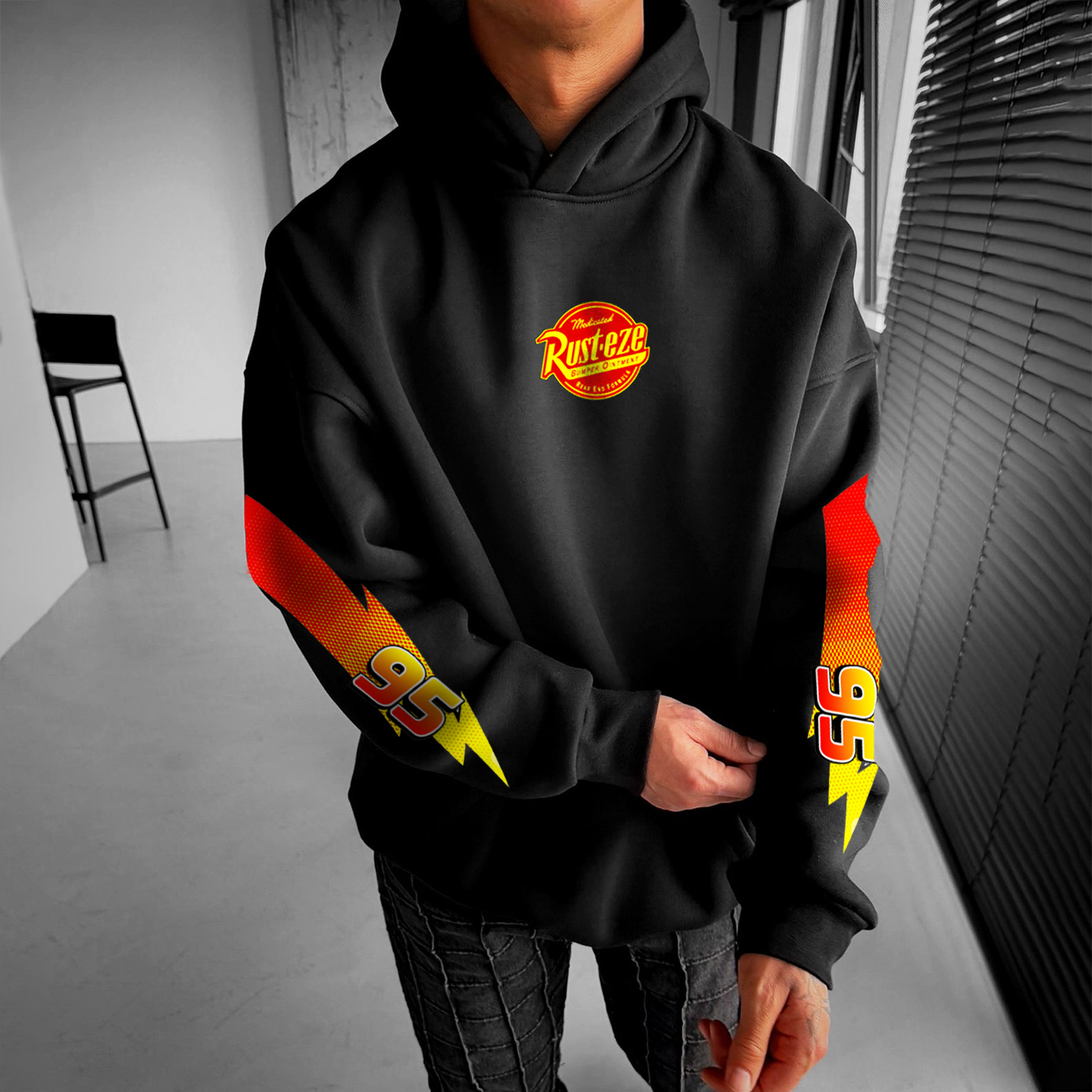 Lightning McQueen Printed Fleece-lined Unisex Hoodie Image - 2