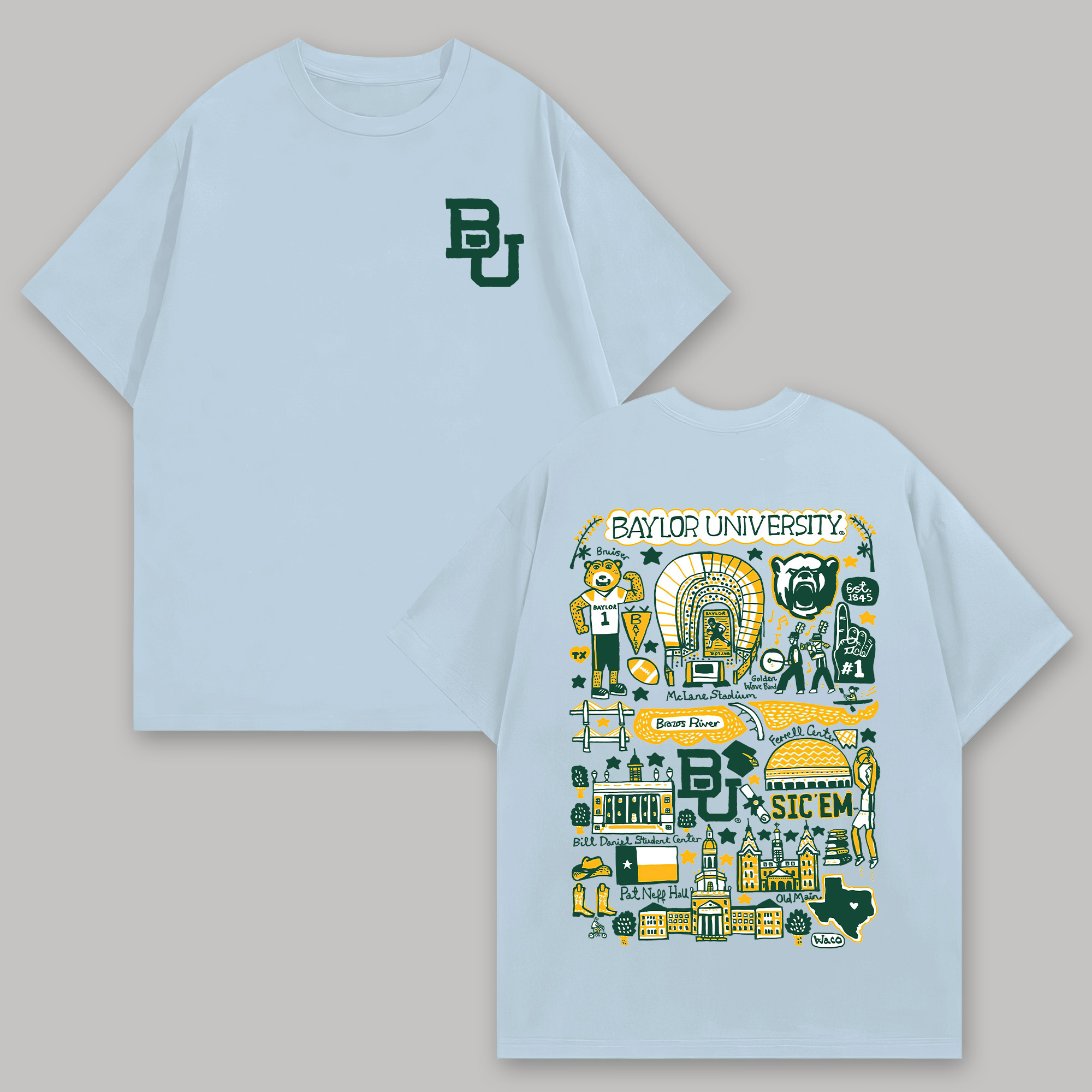 Baylor University Printed Oversized Unisex T-shirts Image - 4