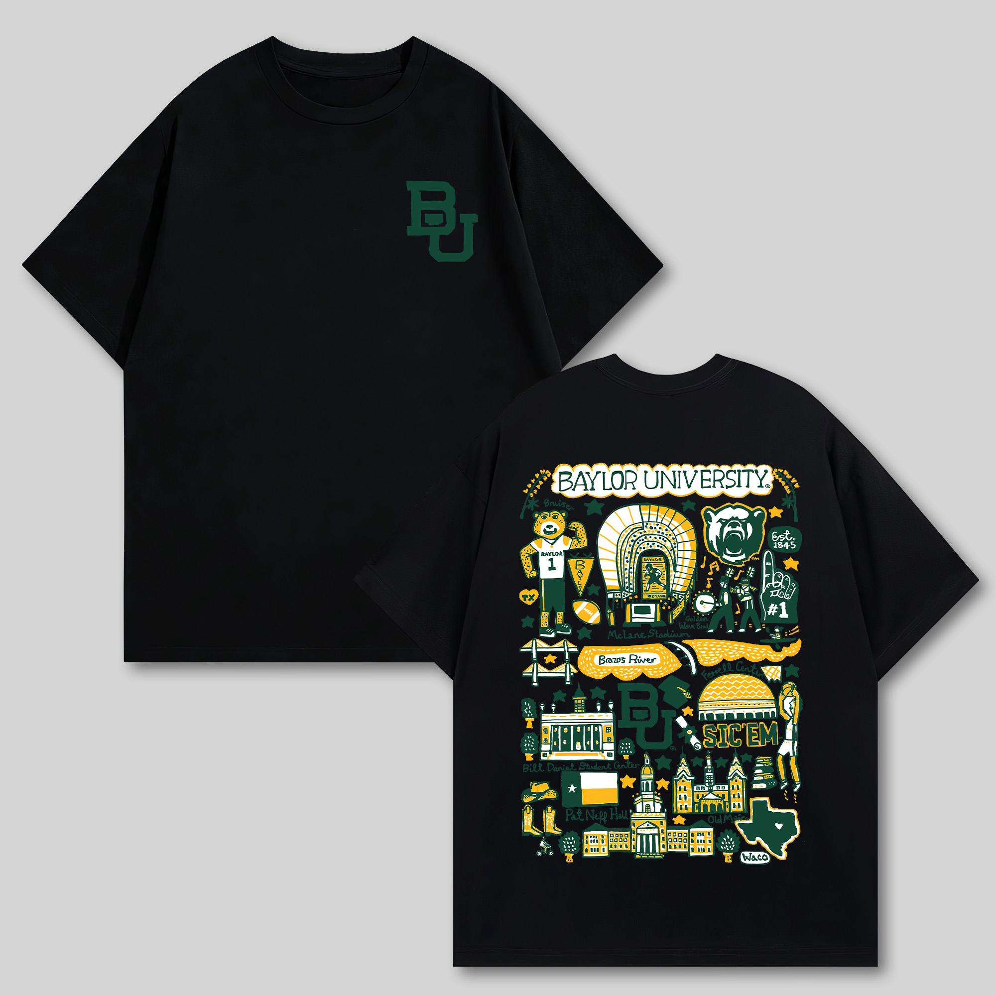 Baylor University Printed Oversized Unisex T-shirts Image - 8
